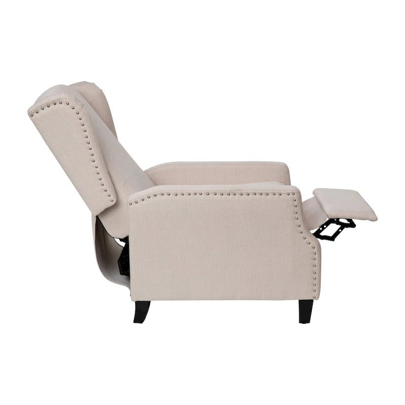 Fauteuil inclinable à dossier haut avec ressorts ensachés et garniture cloutée