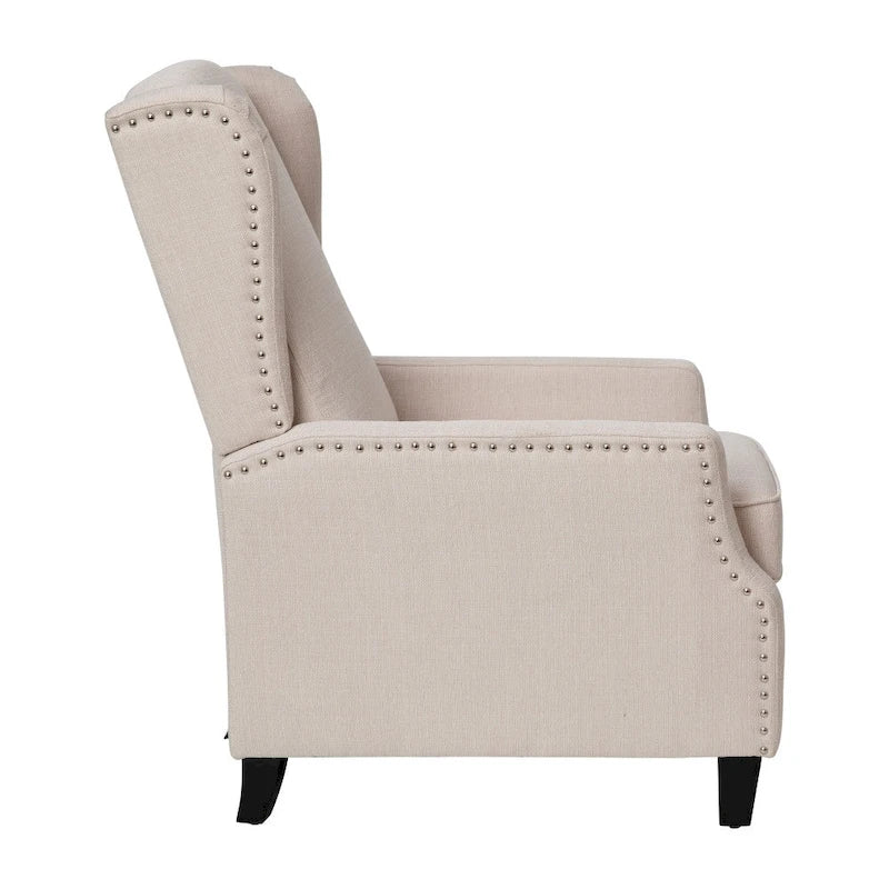 Fauteuil inclinable à dossier haut avec ressorts ensachés et garniture cloutée