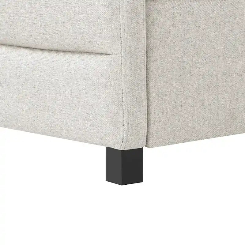 Lit banquette pleine grandeur avec lit gigogne – Canapé-lit capitonné rembourré, tissu en lin