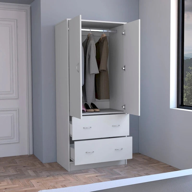 Armoire en bois composite avec deux portes et deux tiroirs