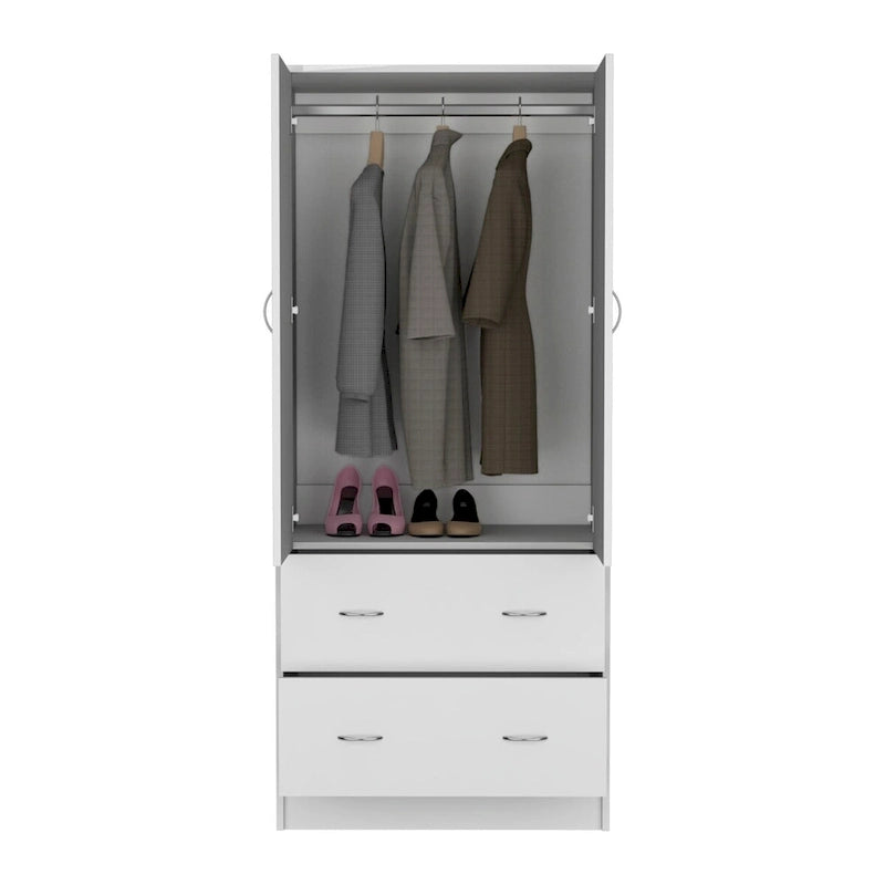 Armoire en bois composite avec deux portes et deux tiroirs