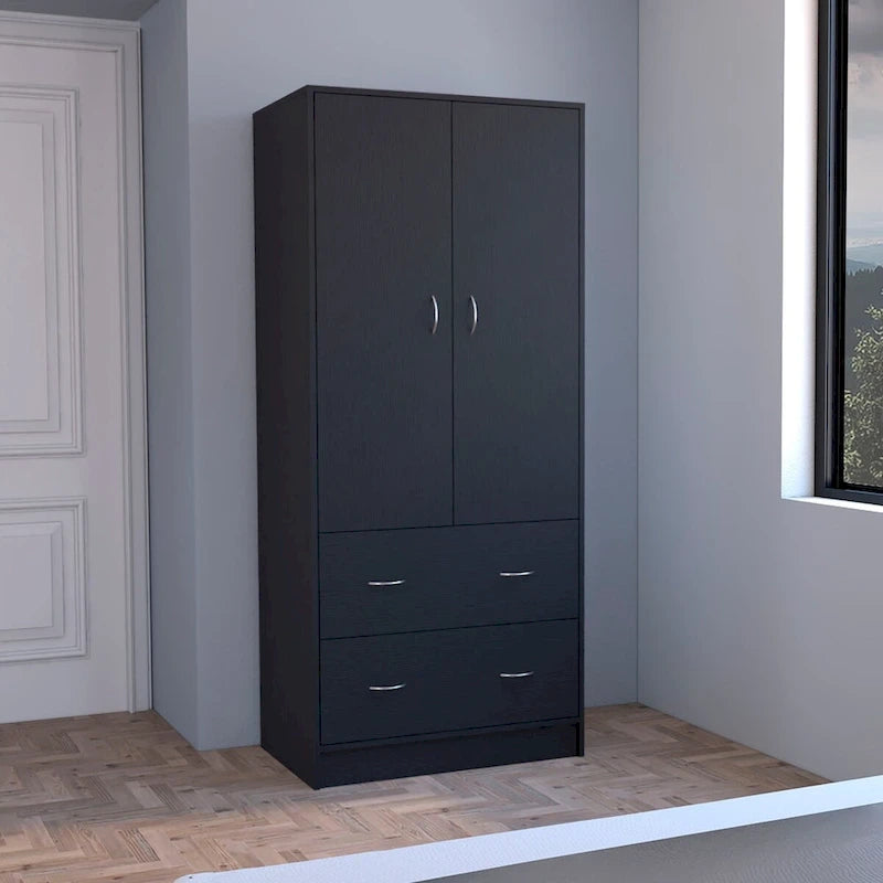 Armoire en bois composite avec deux portes et deux tiroirs