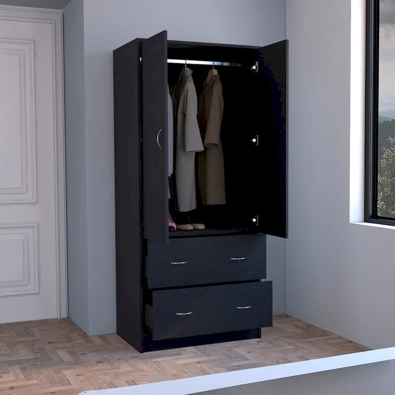 Armoire en bois composite avec deux portes et deux tiroirs
