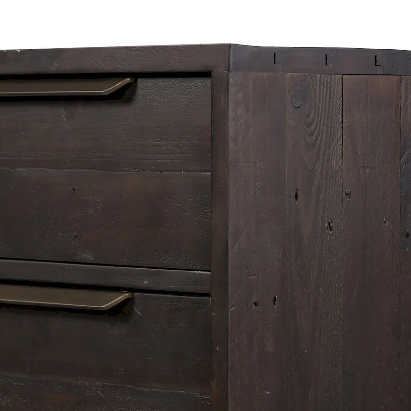 Commode 3 tiroirs en pin carbonisé