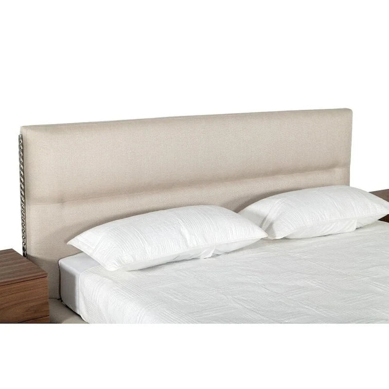 Lit contemporain en tissu crème tissé