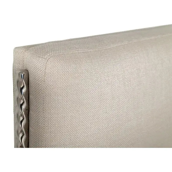 Lit contemporain en tissu crème tissé