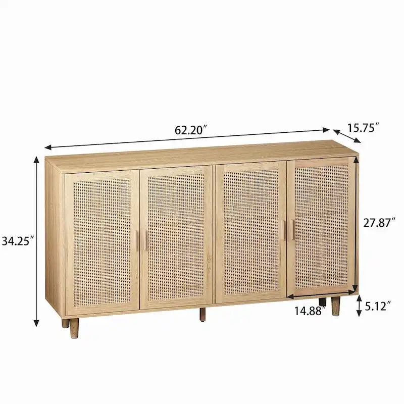 Buffet de rangement en rotin avec portes