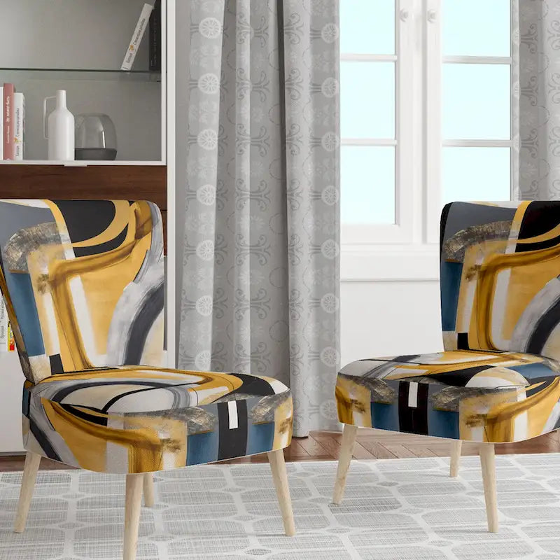 Fauteuil d'appoint rembourré à motif doré et noir Glamour