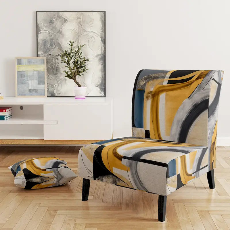 Fauteuil d'appoint rembourré à motif doré et noir Glamour