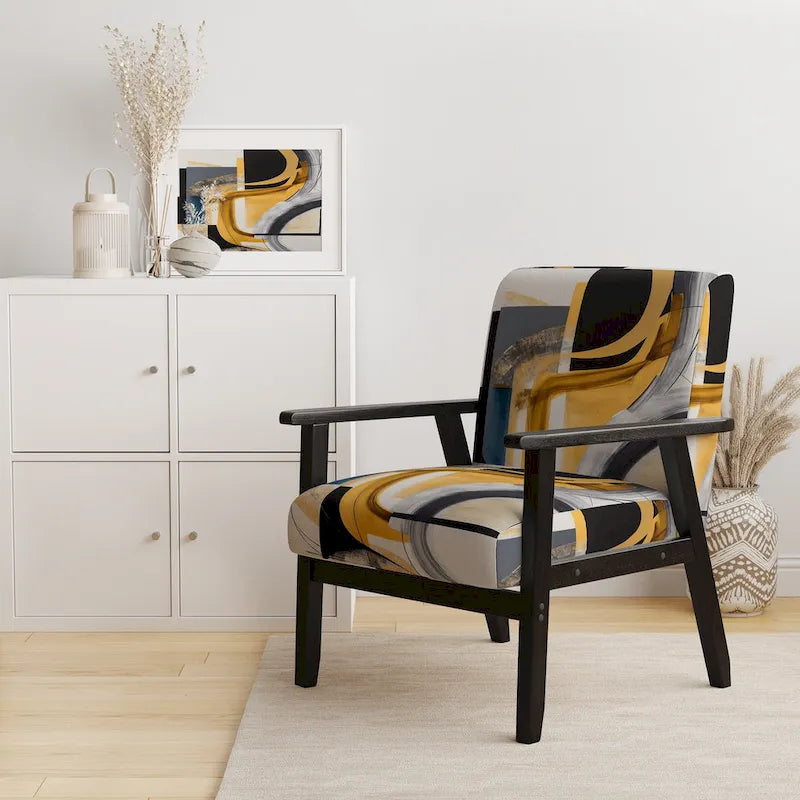 Fauteuil d'appoint rembourré à motif doré et noir Glamour