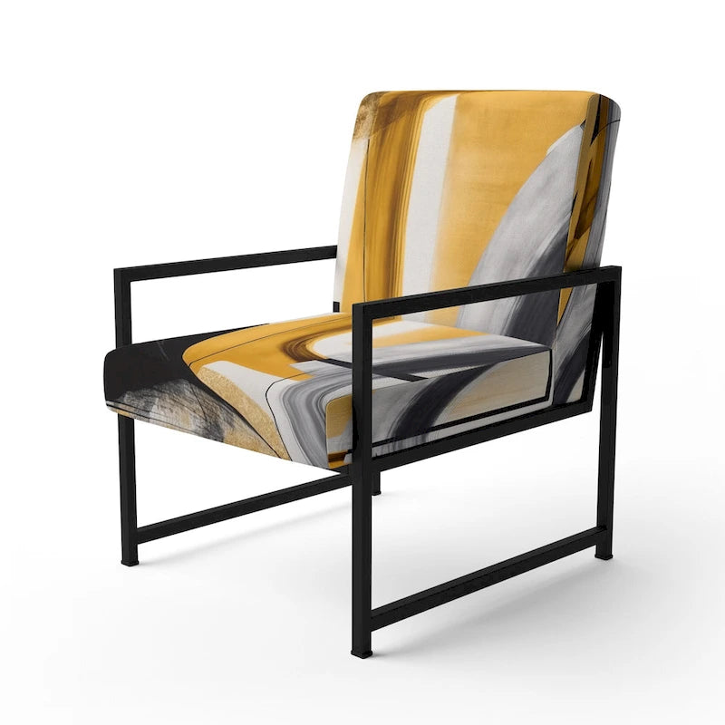 Fauteuil d'appoint rembourré à motif doré et noir Glamour