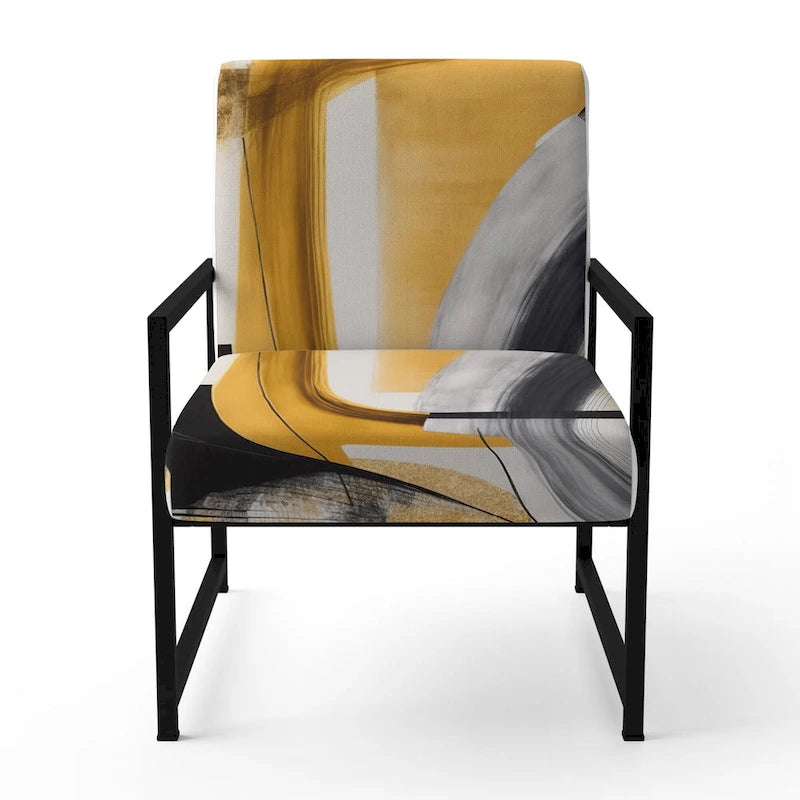 Fauteuil d'appoint rembourré à motif doré et noir Glamour