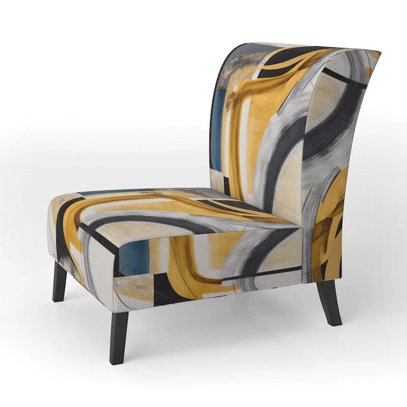 Fauteuil d'appoint rembourré à motif doré et noir Glamour