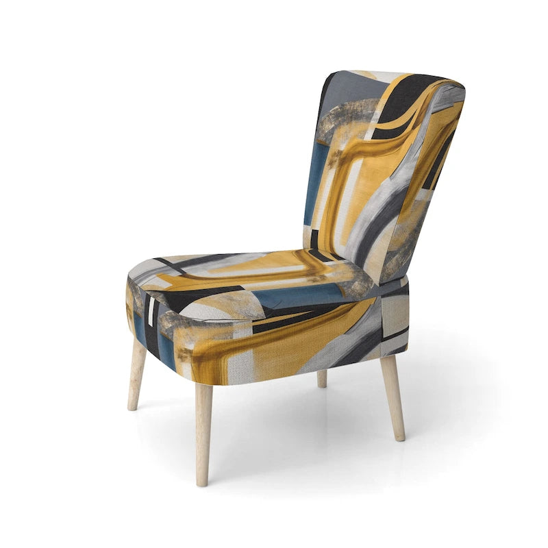 Fauteuil d'appoint rembourré à motif doré et noir Glamour