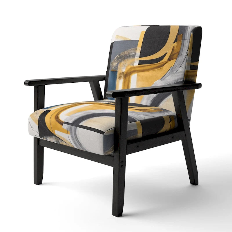 Fauteuil d'appoint rembourré à motif doré et noir Glamour