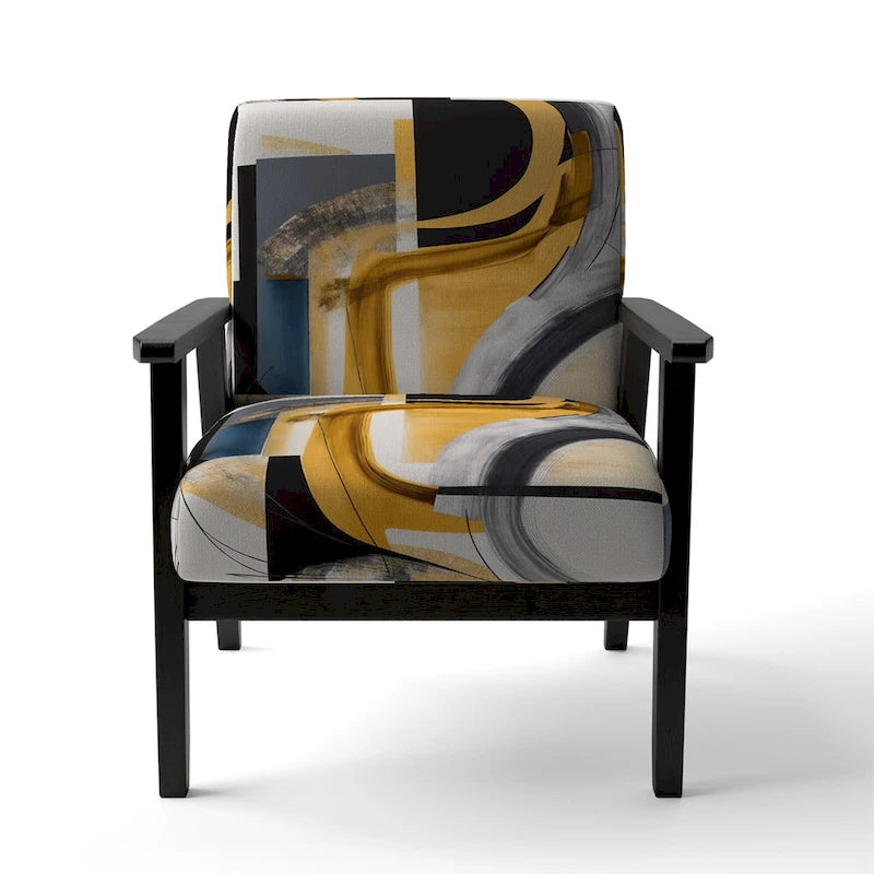 Fauteuil d'appoint rembourré à motif doré et noir Glamour
