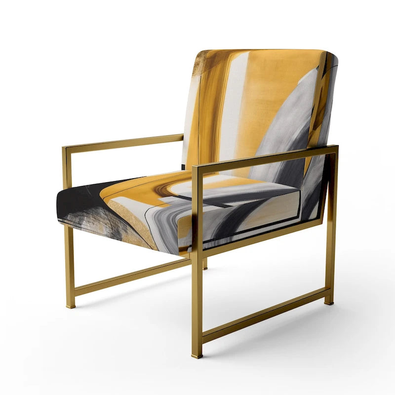 Fauteuil d'appoint rembourré à motif doré et noir Glamour