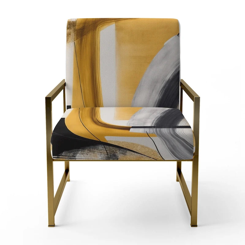 Fauteuil d'appoint rembourré à motif doré et noir Glamour