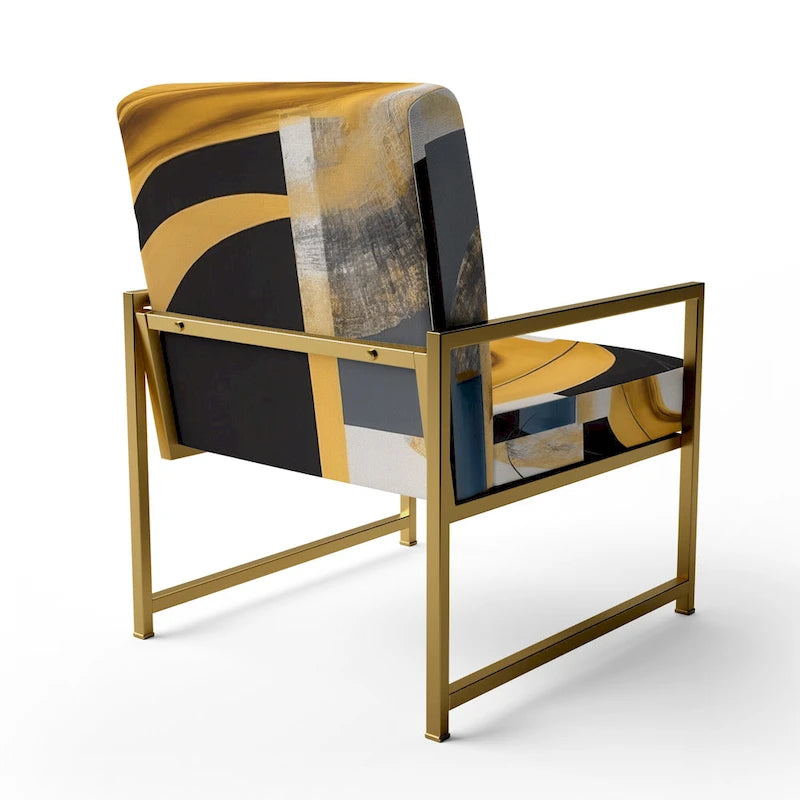 Fauteuil d'appoint rembourré à motif doré et noir Glamour