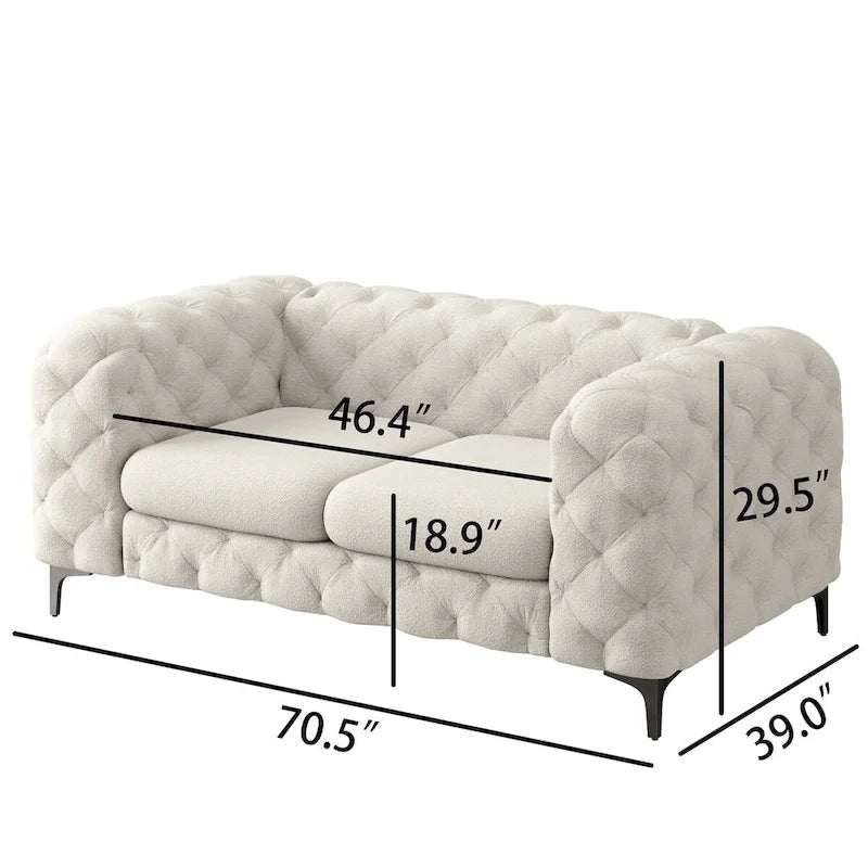Causeuse Chesterfield capitonnée en velours
