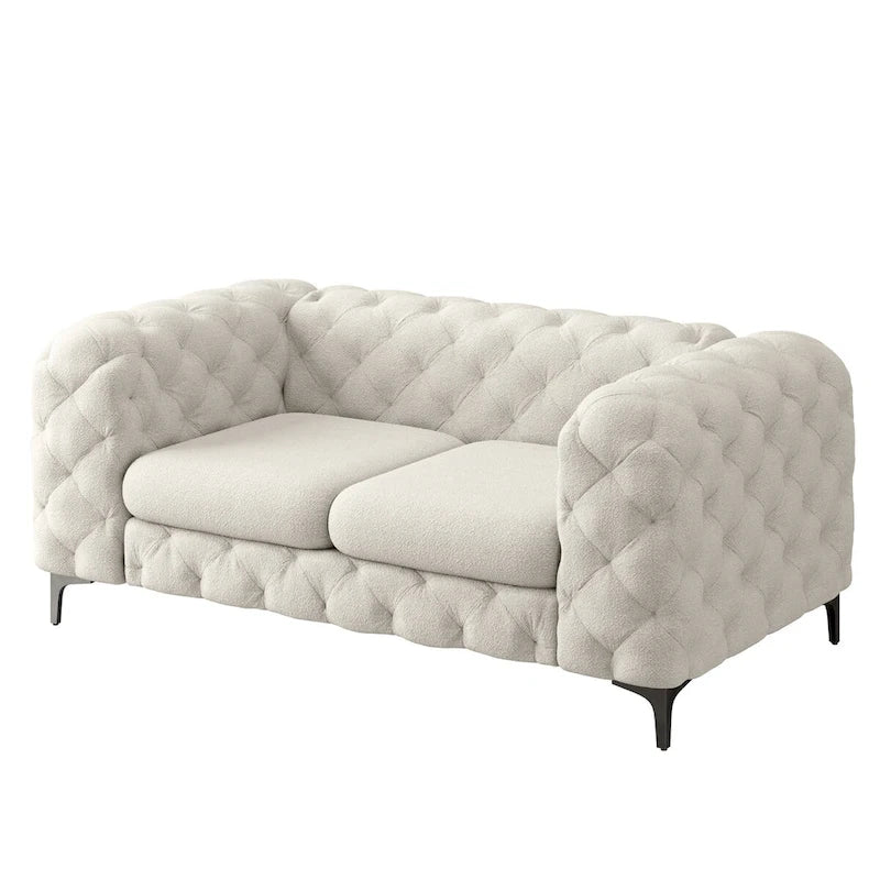 Causeuse Chesterfield capitonnée en velours