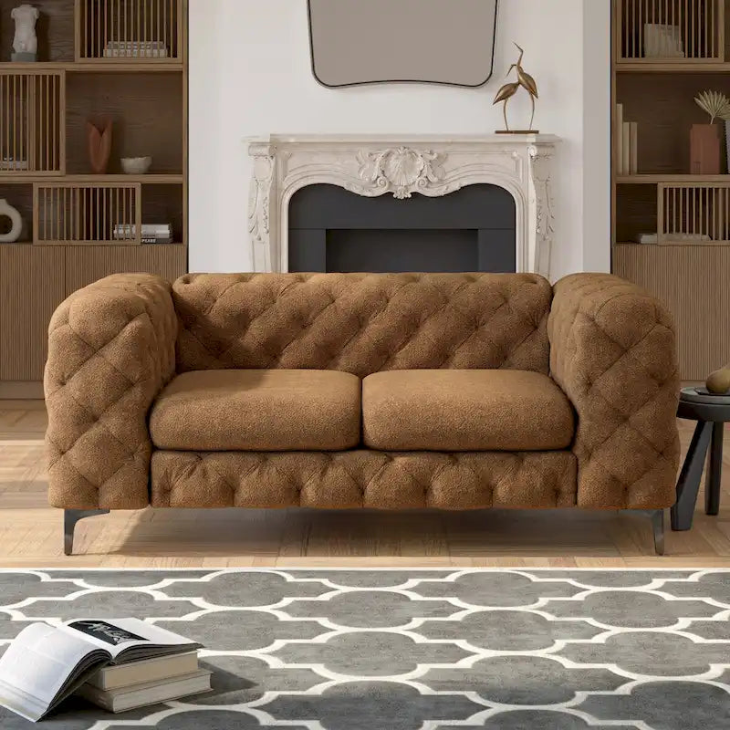 Causeuse Chesterfield capitonnée en velours