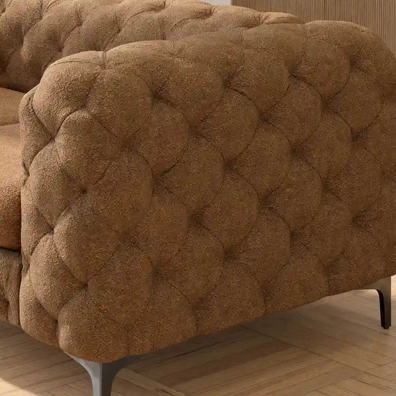 Causeuse Chesterfield capitonnée en velours