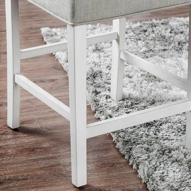 Lot de 2 chaises de comptoir en tissu, hauteur comptoir, en blanc antique et gris clair