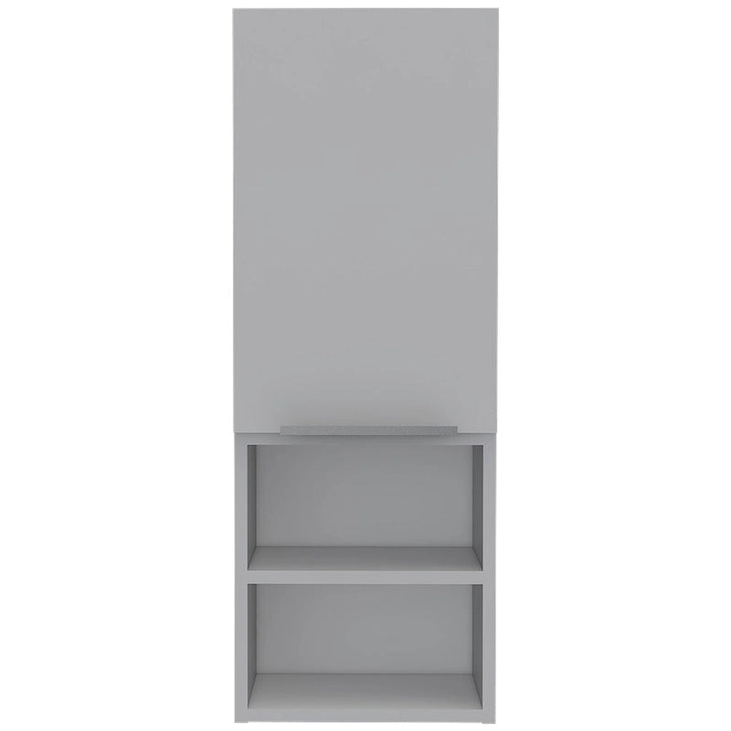 Meuble de salle de bain avec deux étagères intérieures, deux étagères extérieures, une porte – Blanc
