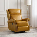 Fauteuil inclinable, pivotant et basculant manuel, traditionnel en cuir véritable